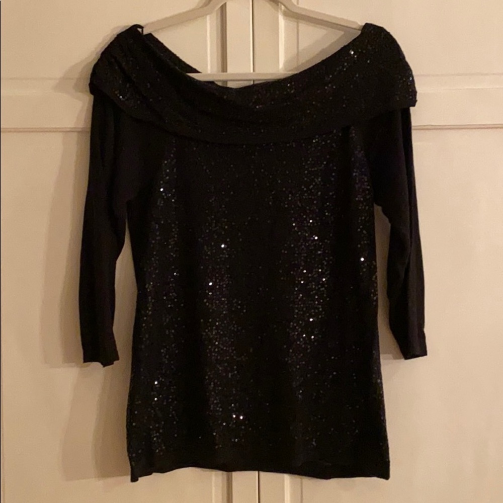 White House Black Market black sequin sweater